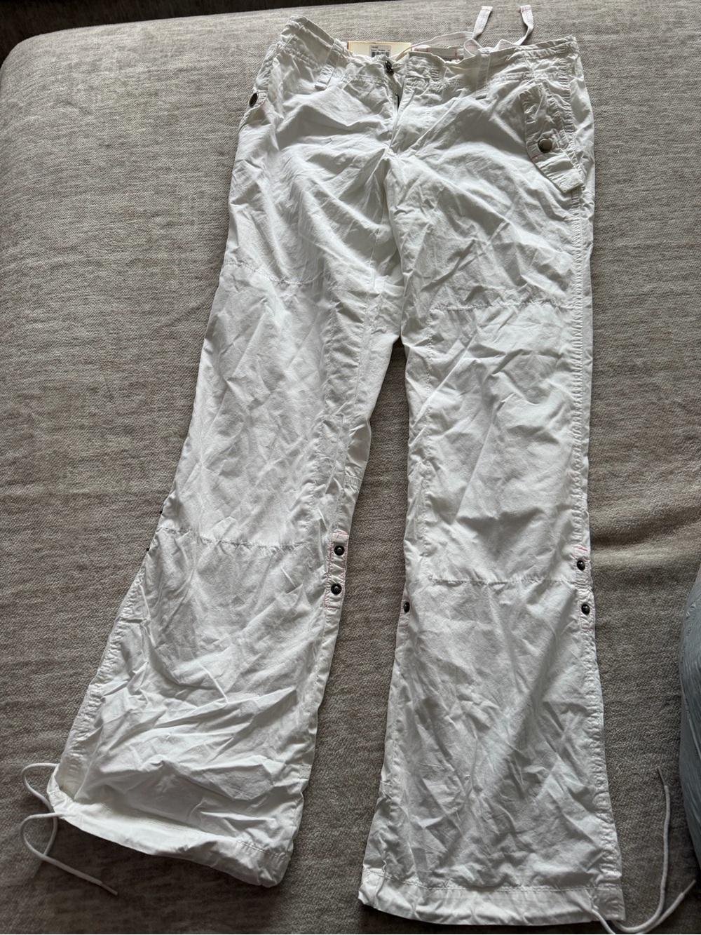 Steve & Barry's White Casual Zip-Front parachute utility Pants